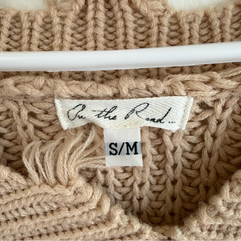 Autumn Color Block Cropped Knit Distressed Sweater size Small/Medium - Picture 7 of 8
